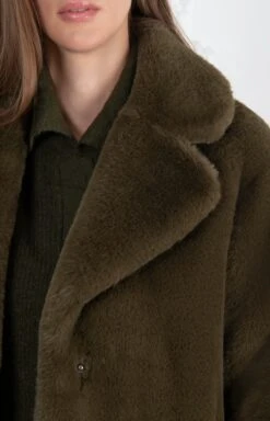 Signature Greta Luxe Long Recycled Vegan Fur Coat | Green -Women Clothing Store issy london signature greta luxe long recycled faux fur coat green 30246502793329