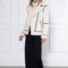 Signature Kate Recycled Vegan Shearling Biker Jacket | Stone & Tan -Women Clothing Store issy london signature kate recycled faux shearling biker jacket stone tan 30268035858545