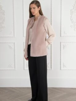 Signature Mae Recycled Vegan Fur Sleeveless Jacket | Blush