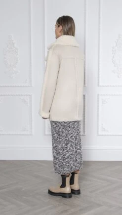 Weekend Doris Recycled Vegan Shearling Coat | Natural Stone -Women Clothing Store issy london weekend doris recycled faux shearling coat natural stone 30246533693553