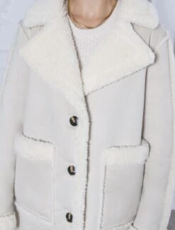 Weekend Doris Recycled Vegan Shearling Coat | Natural Stone -Women Clothing Store issy london weekend doris recycled faux shearling coat natural stone 30246533726321