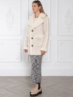 Weekend Doris Recycled Vegan Shearling Coat | Natural Stone