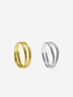 Recycled 925 Sterling Silver / Fairtrade Gold Double Nest Rings | 18ct Or Silver
