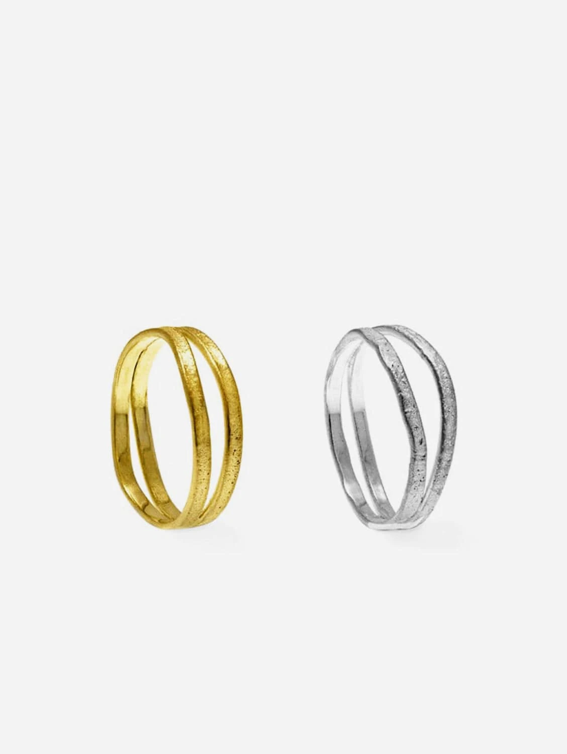 Recycled 925 Sterling Silver / Fairtrade Gold Double Nest Rings | 18ct Or Silver 3 Recycled 925 Sterling Silver / Fairtrade Gold Double Nest Rings | 18ct Or Silver