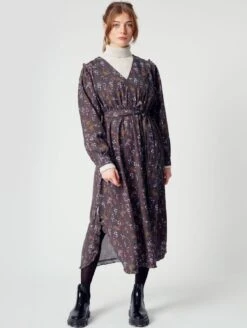 Komodo Alina Tencel V-Neck Belted Dress | Winter Jungle Ivy