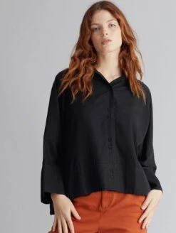 Komodo Kimono Tencel Shirt | Black