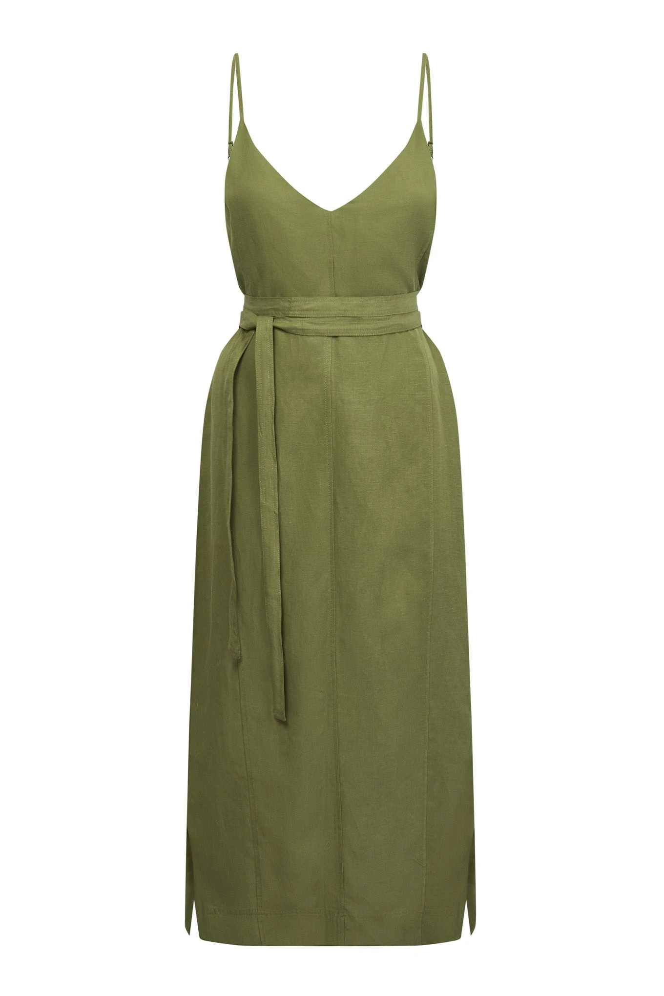 Komodo Iman Tencel™ & Linen Slip Dress | Khaki Green 4 Komodo Iman Tencel™ & Linen Slip Dress | Khaki Green - Image 2