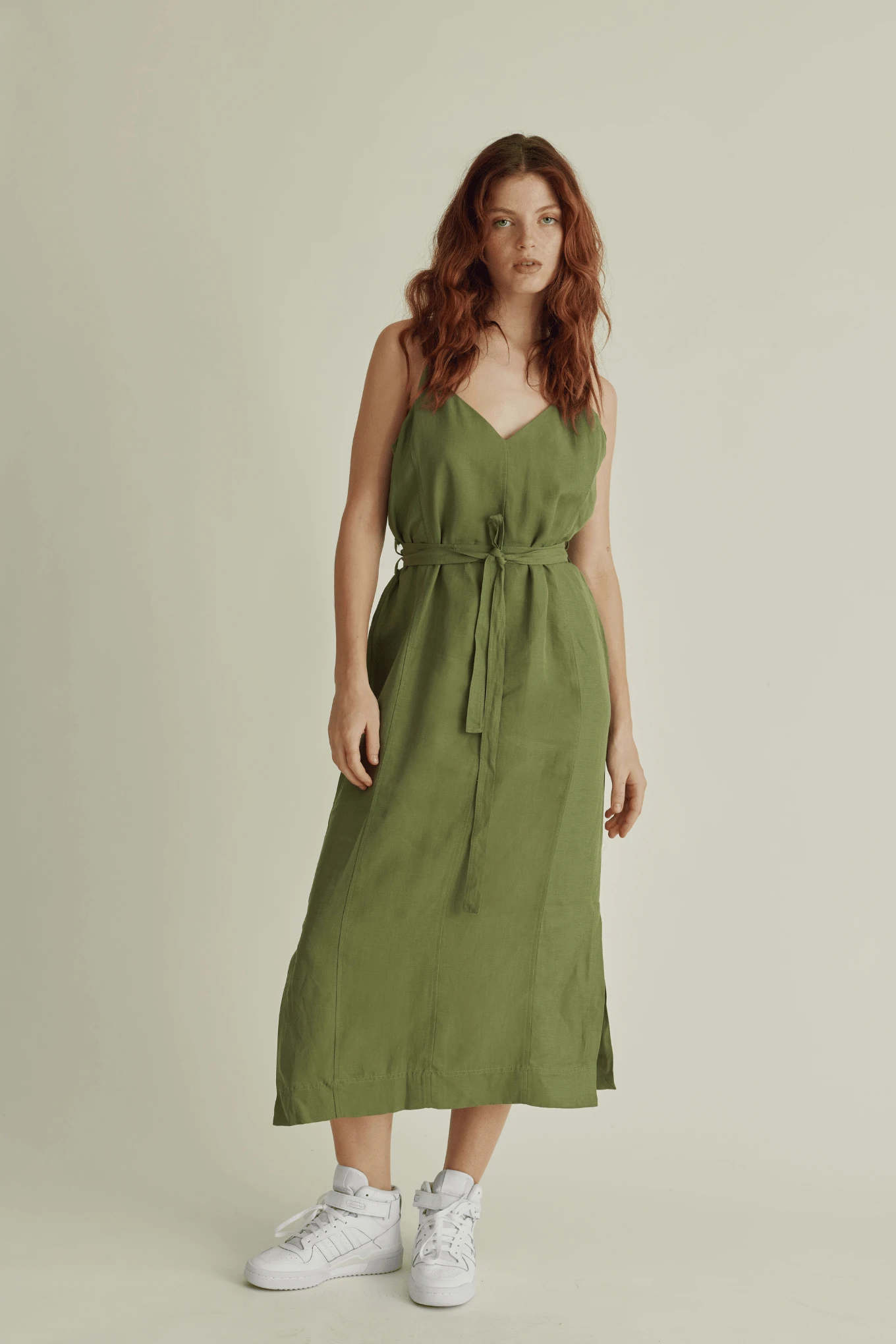 Komodo Iman Tencel™ & Linen Slip Dress | Khaki Green 5 Komodo Iman Tencel™ & Linen Slip Dress | Khaki Green - Image 3