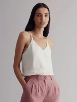 Komodo Fleur Organic Linen Camisole | Off White