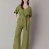Komodo Astir Tencel & Linen Jumpsuit | Khaki Green -Women Clothing Store komodo size 1 uk 8 eur 36 astir tencel linen jumpsuit khaki green 30678935797873
