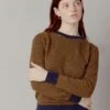Komodo Hana Organic Cotton Jumper | Honey & Navy -Women Clothing Store komodo size 1 uk 8 eur 36 hana gots organic cotton jumper 30667939643505