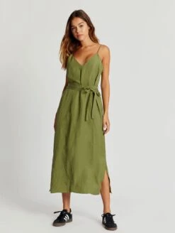 Komodo Iman Tencel™ & Linen Slip Dress | Khaki Green