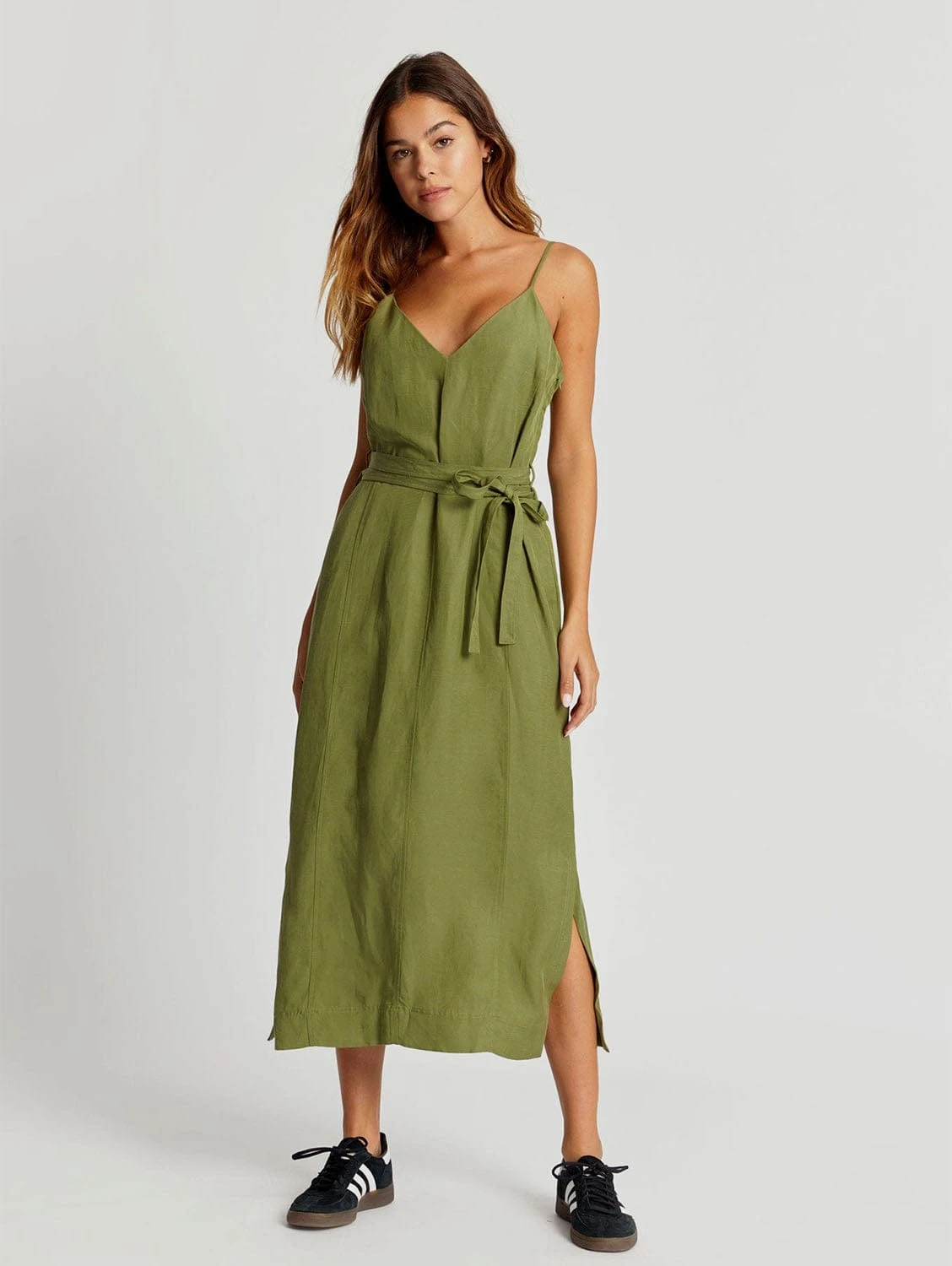 Komodo Iman Tencel™ & Linen Slip Dress | Khaki Green 3 Komodo Iman Tencel™ & Linen Slip Dress | Khaki Green