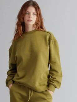 Komodo Nayla Organic Cotton Raglan Crewneck | Olive