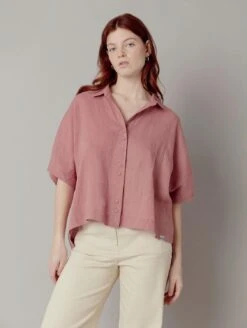 Komodo Kimono Organic Linen Shirt | Dusty Pink