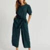 Komodo Faye Organic Linen Jumpsuit | Teal Green