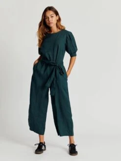 Komodo Faye Organic Linen Jumpsuit | Teal Green