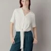 Komodo Freesia Organic Cotton Tie Top | Off White -Women Clothing Store komodo size 3 uk 12 eur 40 freesia tie top gots organic cotton off white 30678998057073