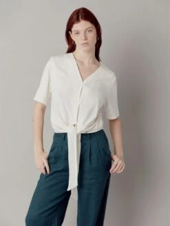 Komodo Freesia Organic Cotton Tie Top | Off White