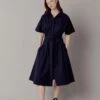 Komodo Ashes Organic Cotton Midi-length Dress | Navy 1 Komodo Ashes Organic Cotton Midi-length Dress | Navy -Women Clothing Store komodo uk8 eu36 us4 ashes organic cotton dress navy 30653995647089