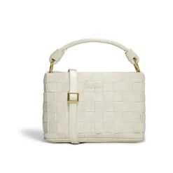 Baby Bella Woven Vegan Leather Crossbody Bag | White -Women Clothing Store la bante bella white vegan mini crossbody bag 29109146583153