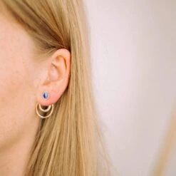 Apple Pip 925 Sterling Silver Stud Earrings | 24ct Gold Plated -Women Clothing Store little by little apple pip stud earrings gold 29222013108337