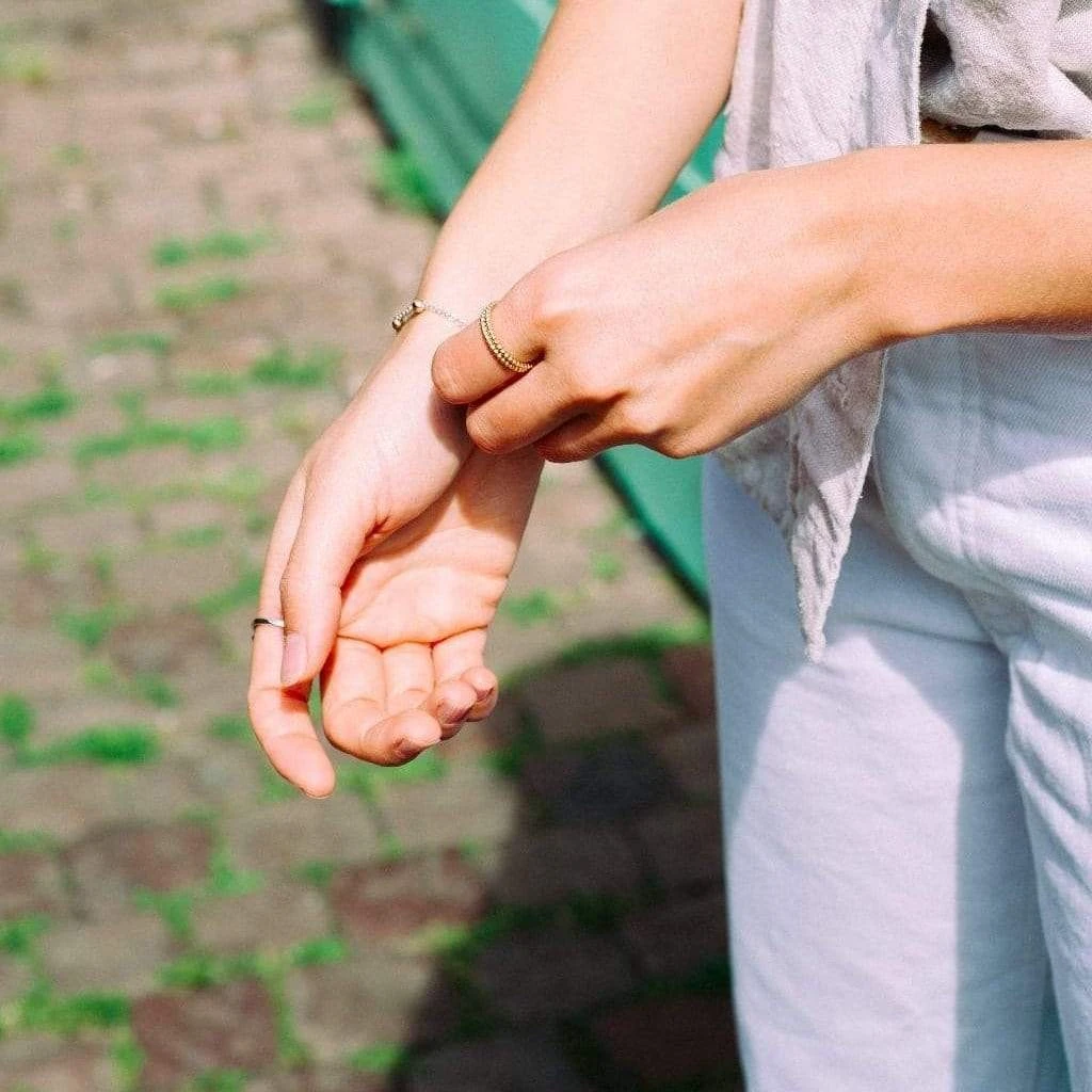 Mustard 925 Sterling Silver Dot Ring | 24ct Gold Plated 5 Mustard 925 Sterling Silver Dot Ring | 24ct Gold Plated - Image 3