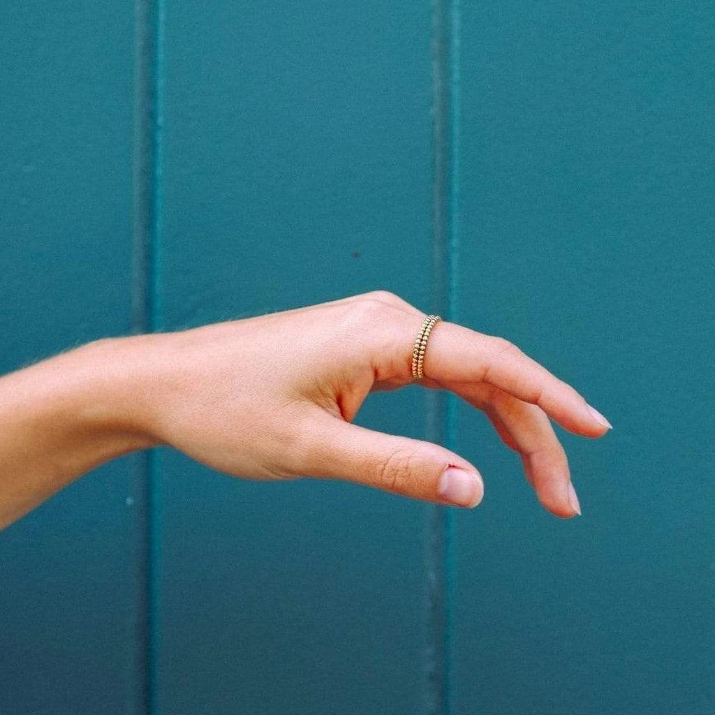 Mustard 925 Sterling Silver Dot Ring | 24ct Gold Plated 6 Mustard 925 Sterling Silver Dot Ring | 24ct Gold Plated - Image 4