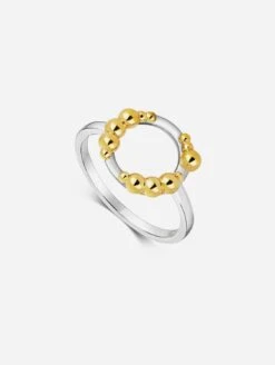 Mustard Mixed Metal Halo Ring | Silver & 24ct Gold Plated