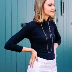 Mustard 925 Sterling Silver Long Chain Necklace | Silver & 24ct Gold Plating -Women Clothing Store little by little mustard long chain necklace 29221965004913