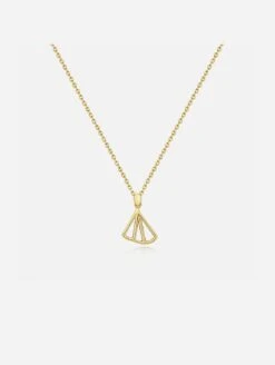 Wedge 925 Sterling Silver Fan Necklace | 24ct Gold Plated