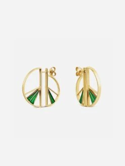 Wedge 925 Sterling Silver Split Enamel Earrings | 24ct Gold Plated