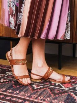 Aude Recycled Vegan Cereal Leather Sandals | Camel