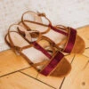 Alpilles Vegan Suede Flat Sandals | Hazelnut & Brick Red -Women Clothing Store minuit sur terre 42 alpilles vegan suede flat sandals hazelnut brick red 30641324687473