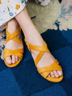 Dream Recycled Vegan Buckle Sandals | Saffron