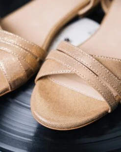 Almond Vegan Recycled Grain Sandals | Gold -Women Clothing Store minuit sur terre amande or 30709069742193