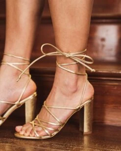 Cupid Vegan Recycled Grain Heeled Sandals | Gold -Women Clothing Store minuit sur terre cupidon or 30574305247345