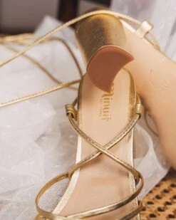 Cupid Vegan Recycled Grain Heeled Sandals | Gold -Women Clothing Store minuit sur terre cupidon or 30574305280113