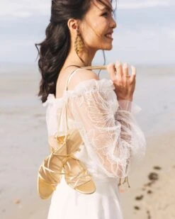 Cupid Vegan Recycled Grain Heeled Sandals | Gold -Women Clothing Store minuit sur terre cupidon or 30574305312881