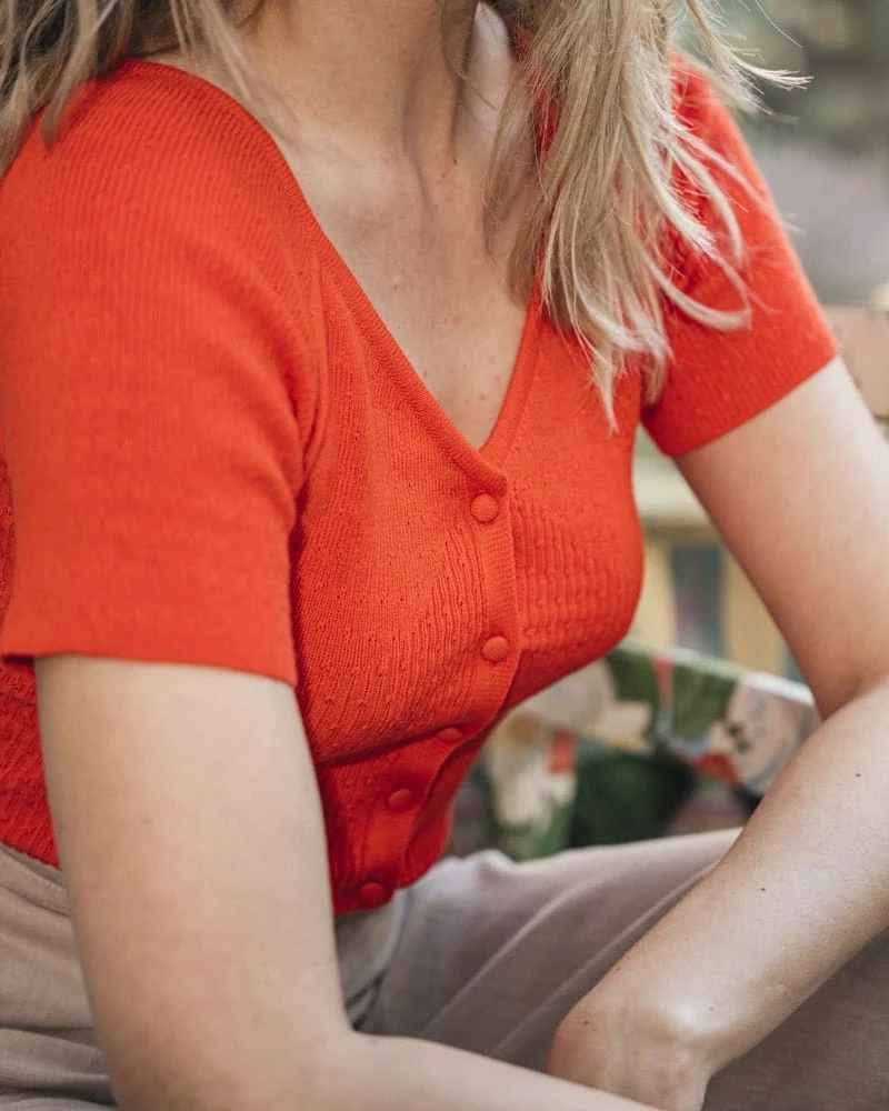 Glow Organic Cotton Vegan Knitted Top | Coral 4 Glow Organic Cotton Vegan Knitted Top | Coral - Image 2