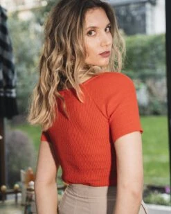 Glow Organic Cotton Vegan Knitted Top | Coral 8 Glow Organic Cotton Vegan Knitted Top | Coral -Women Clothing Store minuit sur terre eclat corail 30645653045361