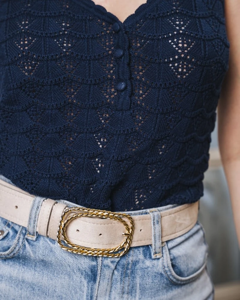 Flora Organic Cotton Vegan Knitted Tank | Midnight Blue 5 Flora Organic Cotton Vegan Knitted Tank | Midnight Blue - Image 3