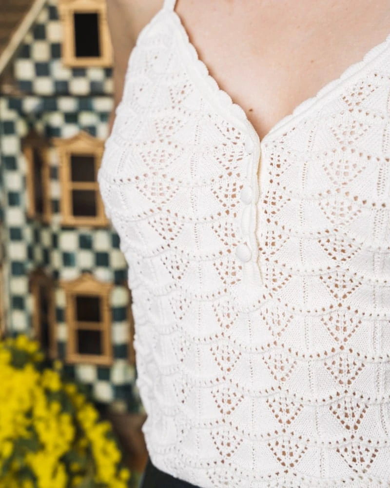 Flora Organic Cotton Vegan Knitted Tank | Ecru 4 Flora Organic Cotton Vegan Knitted Tank | Ecru - Image 2