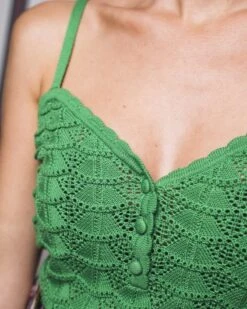 Flora Organic Cotton Vegan Knitted Tank | Green -Women Clothing Store minuit sur terre flore vert 30645647442033