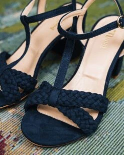 Florine Vegan Recycled Grain Heeled Sandals | Midnight Blue -Women Clothing Store minuit sur terre florine bleu minuit 30709057192049