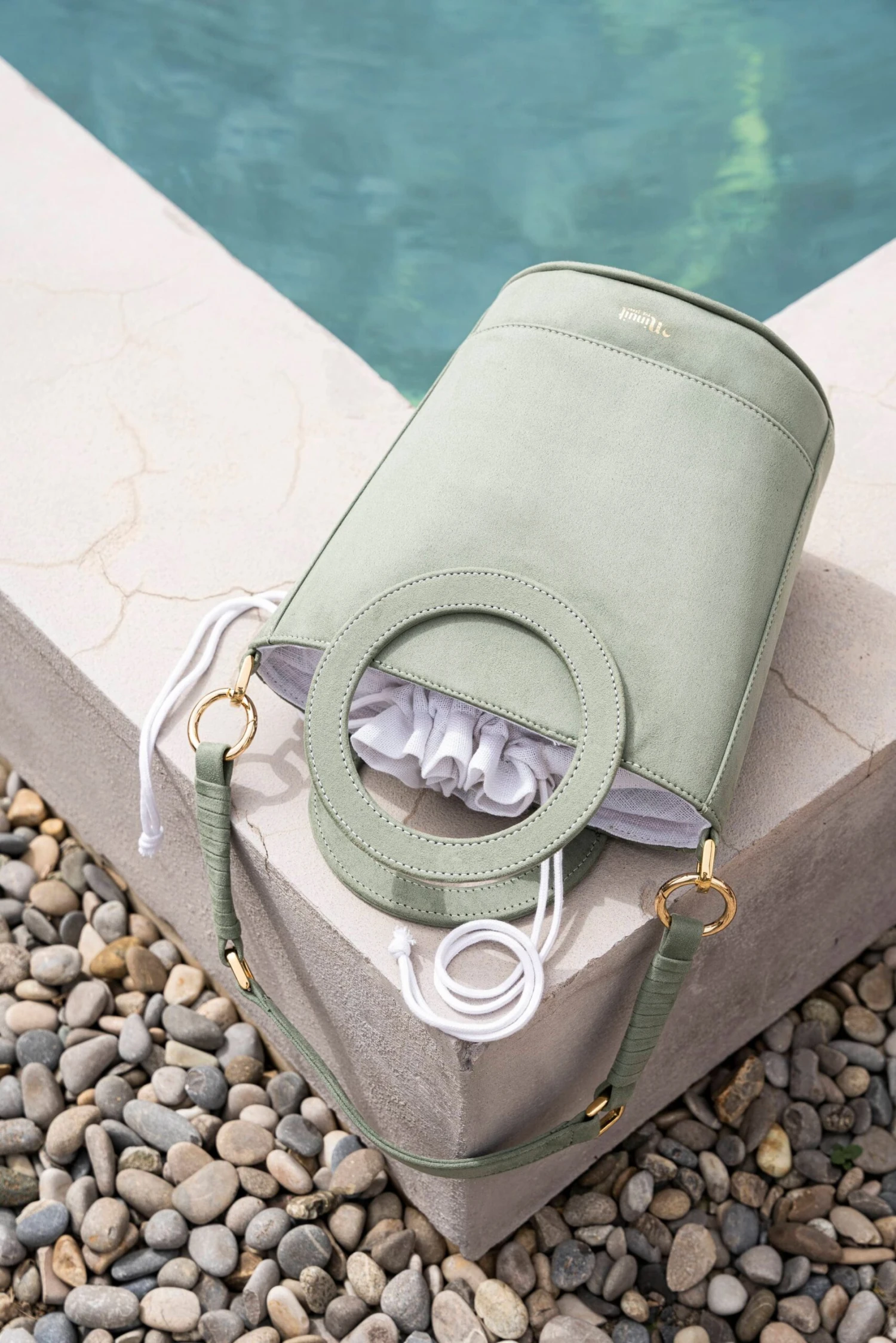 Gaia Round Handle Vegan Suede Handbag | Sage 5 Gaia Round Handle Vegan Suede Handbag | Sage - Image 3