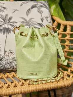 Hera Vegan Leather Bucket Bag | Mint Green