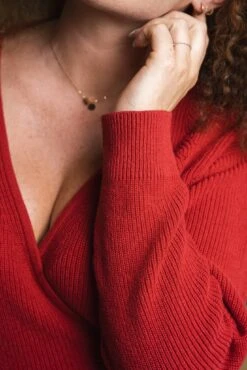 Horizon Recycled Cotton V-Neck Wrap Jumper | Red -Women Clothing Store minuit sur terre horizon rouge 30215123304561
