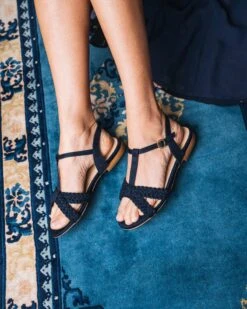 Lou Vegan Recycled Braided Sandals | Midnight Blue -Women Clothing Store minuit sur terre lou bleu minuit 30709054210161