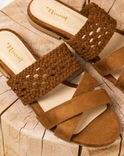 Mistral Recycled Vegan Slide-On Sandals | Hazelnut -Women Clothing Store minuit sur terre mistral recycled vegan slide on sandals hazelnut 30641020305521